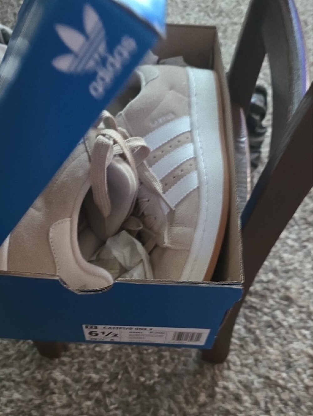 adidas Campus Suede Sneakers in Beige with White Stripes - Picture 8 of 8